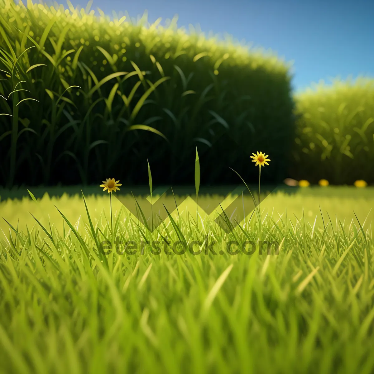 Picture of Bountiful Summer Landscape with Vibrant Wheat Fields