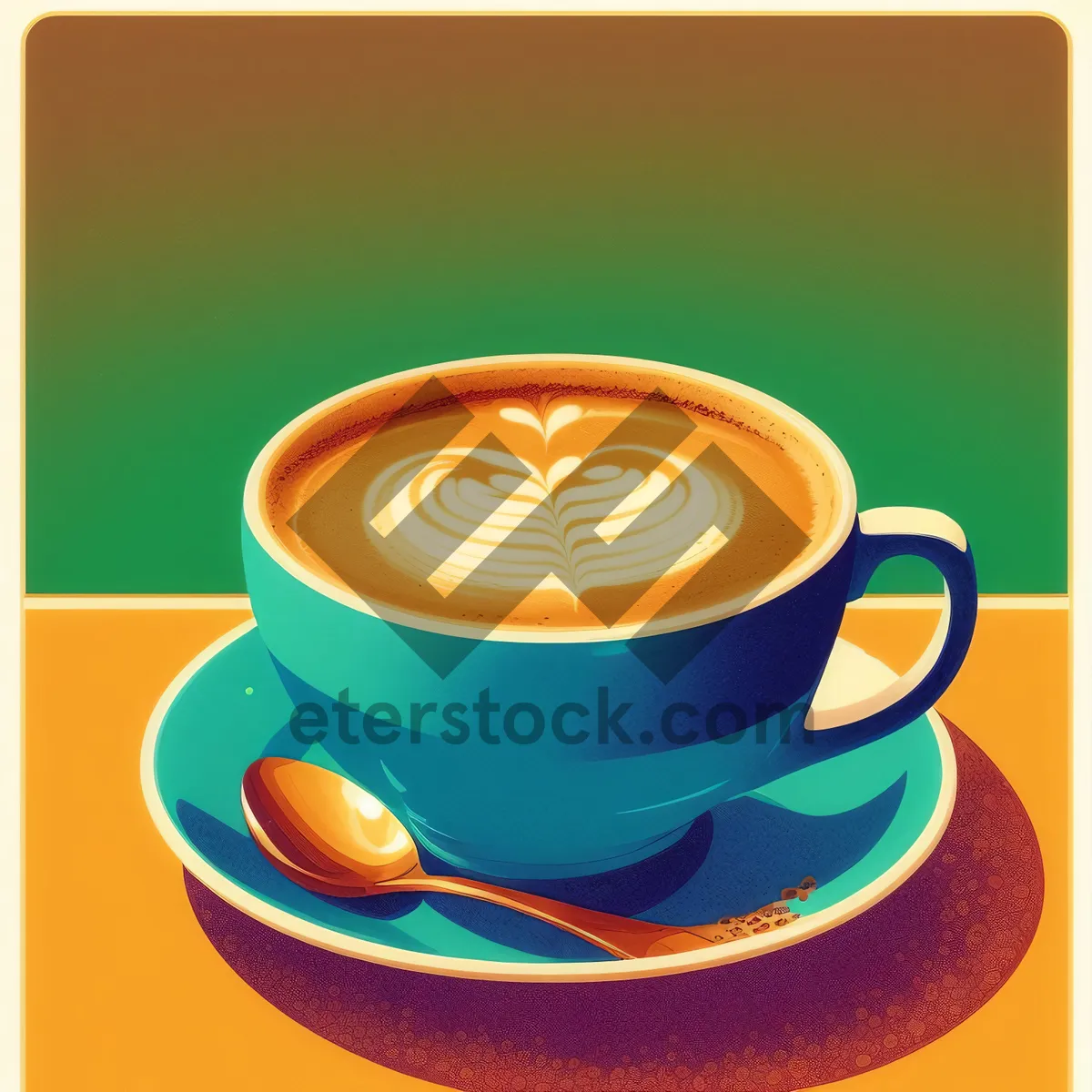 Picture of Morning brew: Steaming cup of cappuccino on table