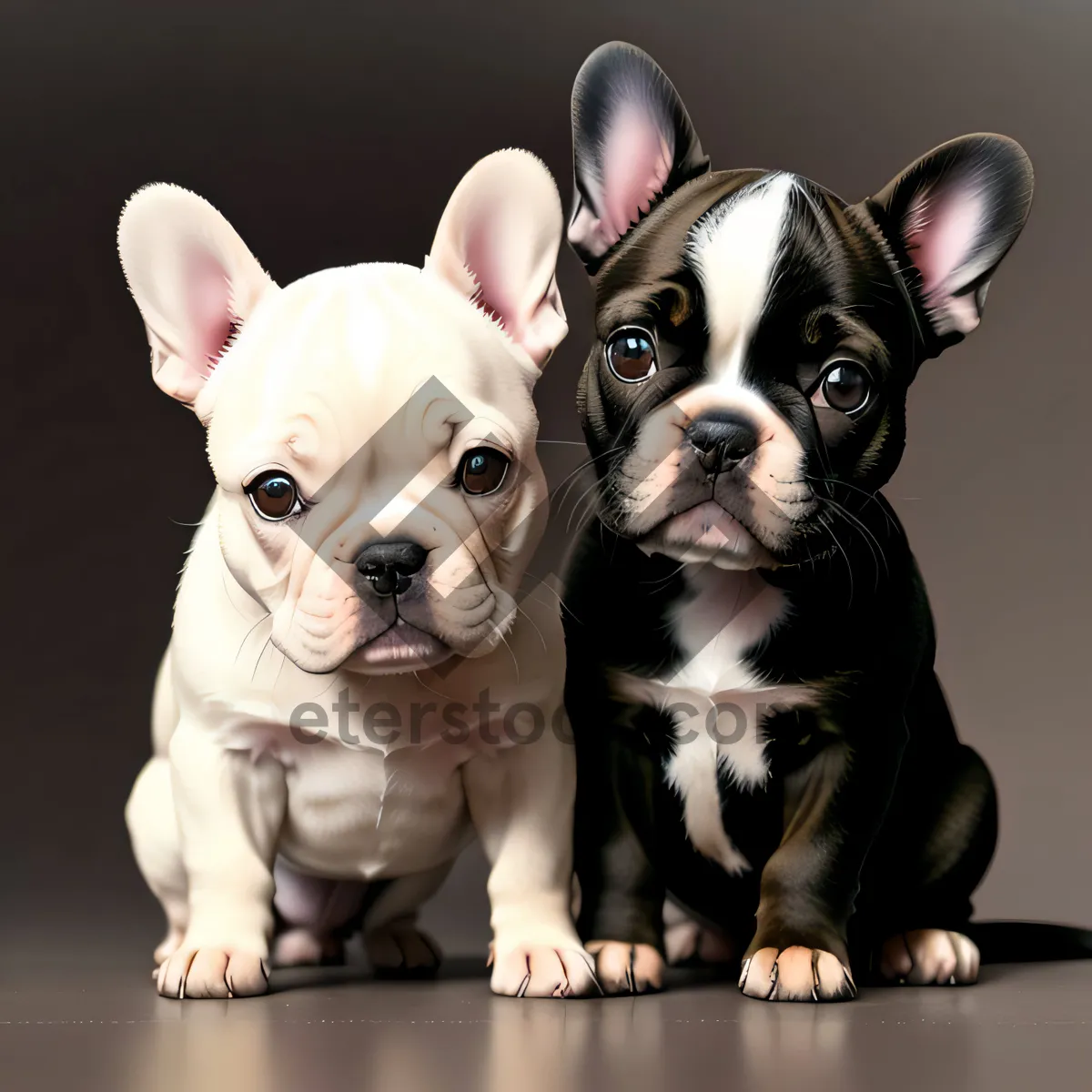 Picture of Adorable Studio Portrait of a Charming Wrinkled Bulldog Puppy