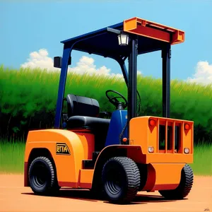 Heavy Machinery Work: Industrial Forklift Truck in Action