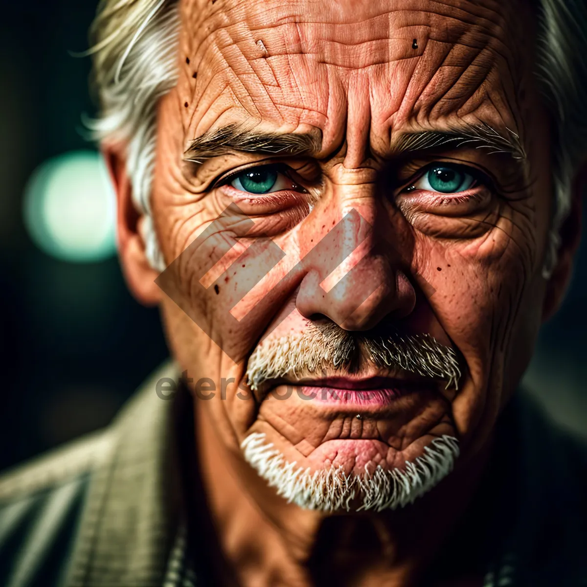 Picture of Comedian's Crazy Masked Portrait with Intense Eyes