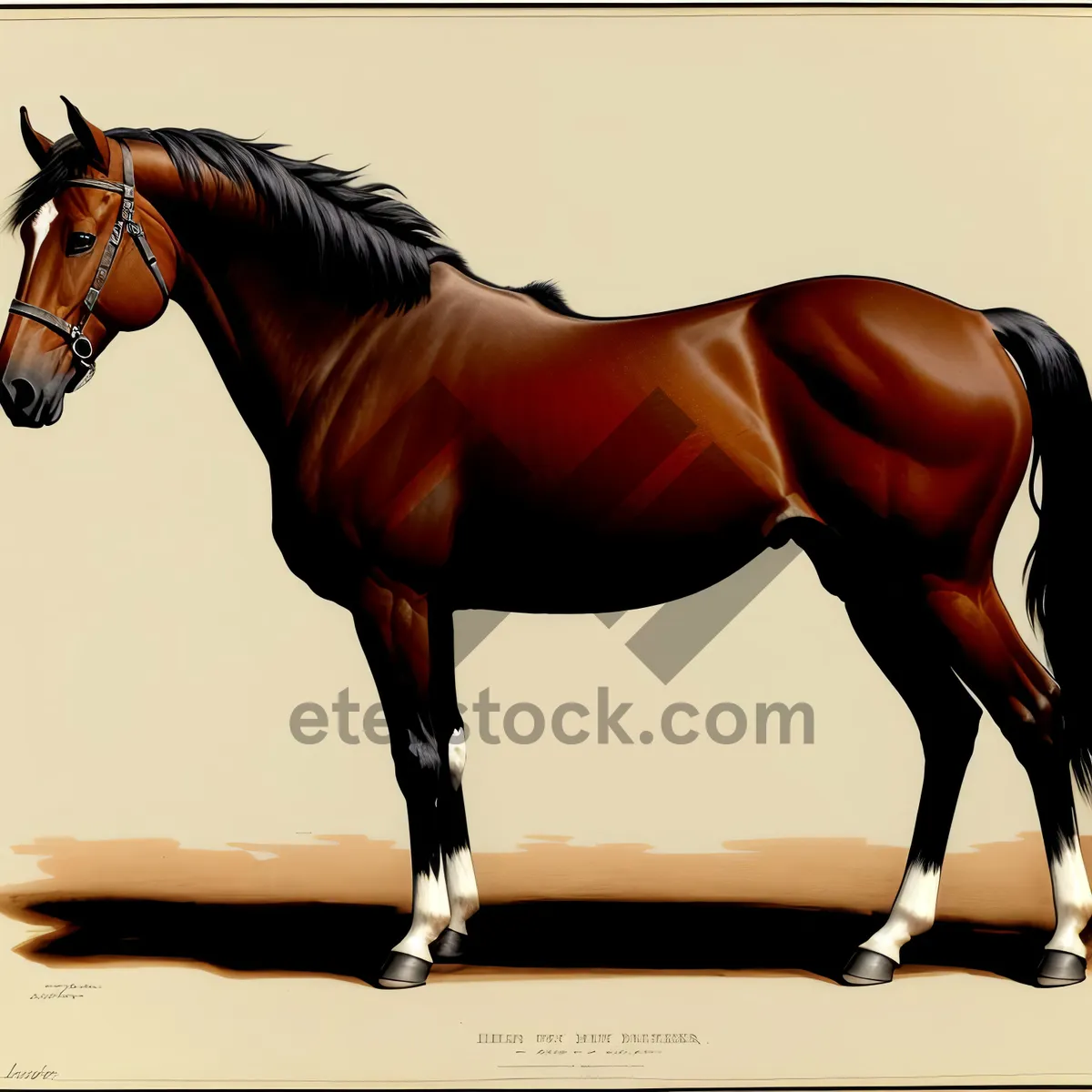 Picture of Thoroughbred Horse in Saddle Seat