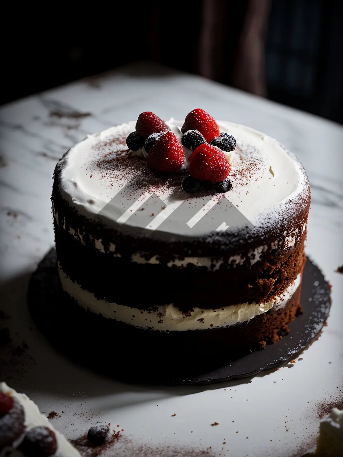 Picture of Delicious Berry Chocolate Cake with Fresh Cream