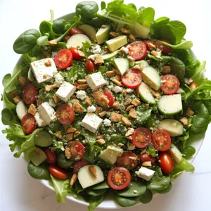 Fresh Gourmet Salad with Tomatoes and Cheese