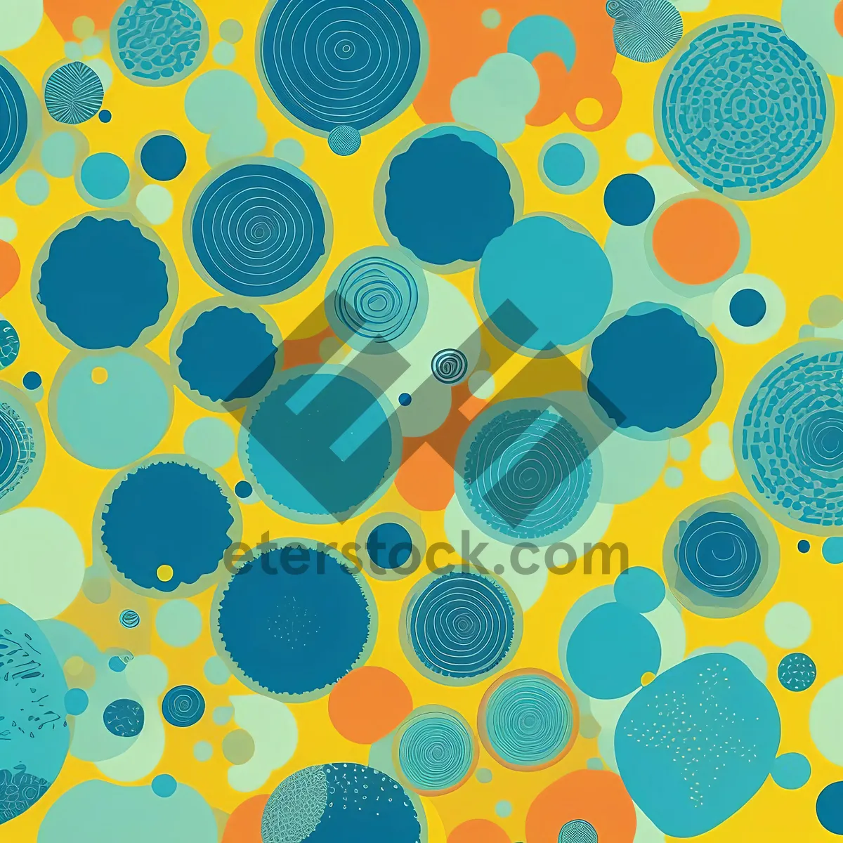 Picture of Modern Retro Circle Floral Pattern Wallpaper Texture