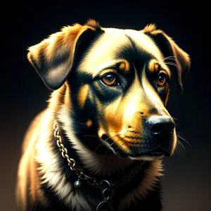 Adorable Canine Portrait: Cute Purebred Puppy Sitting and Looking