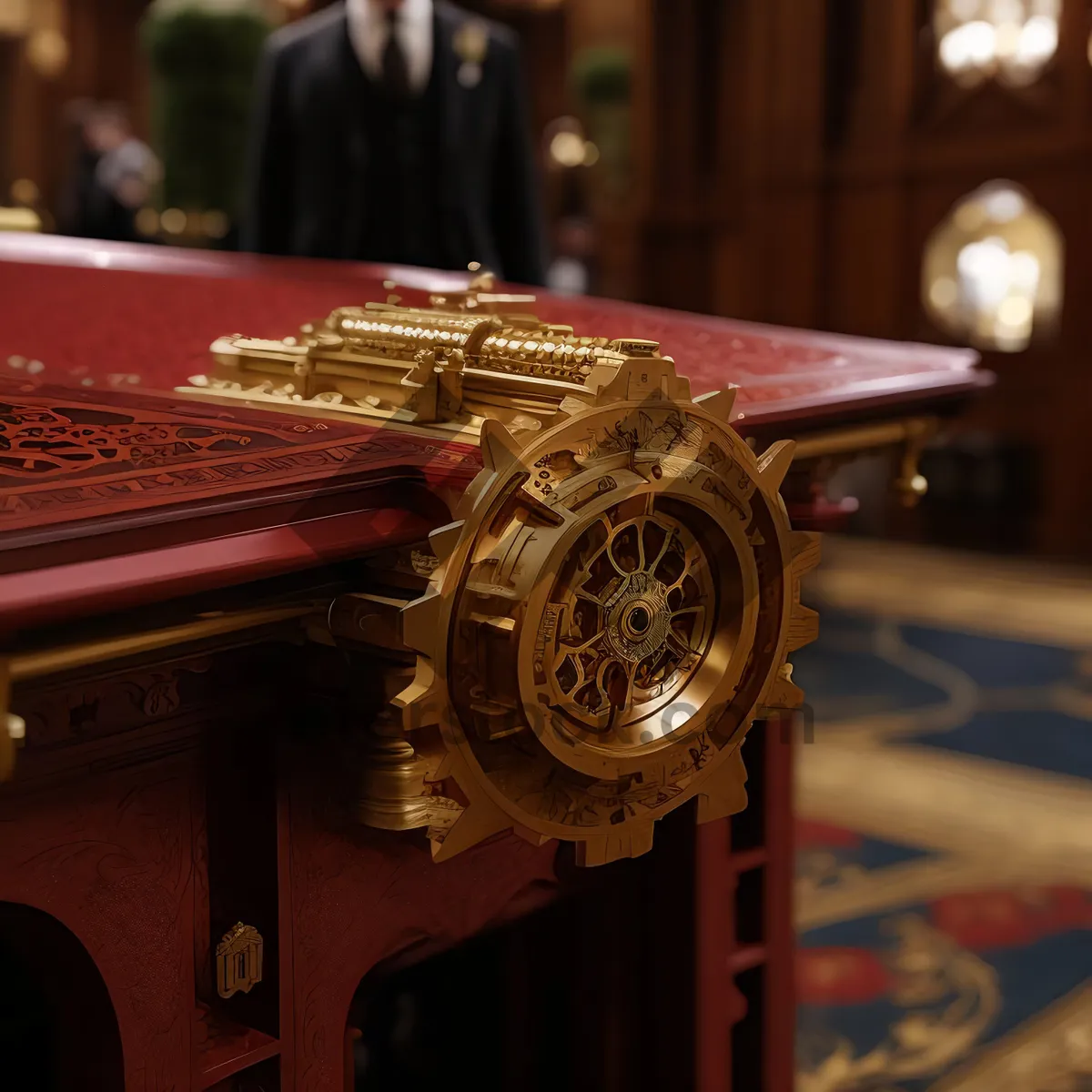 Picture of Vintage sewing machine gears and clockwork mechanism.