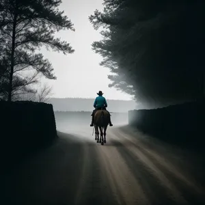 Sunset Cyclist on a Bicycle-Built-for-Two