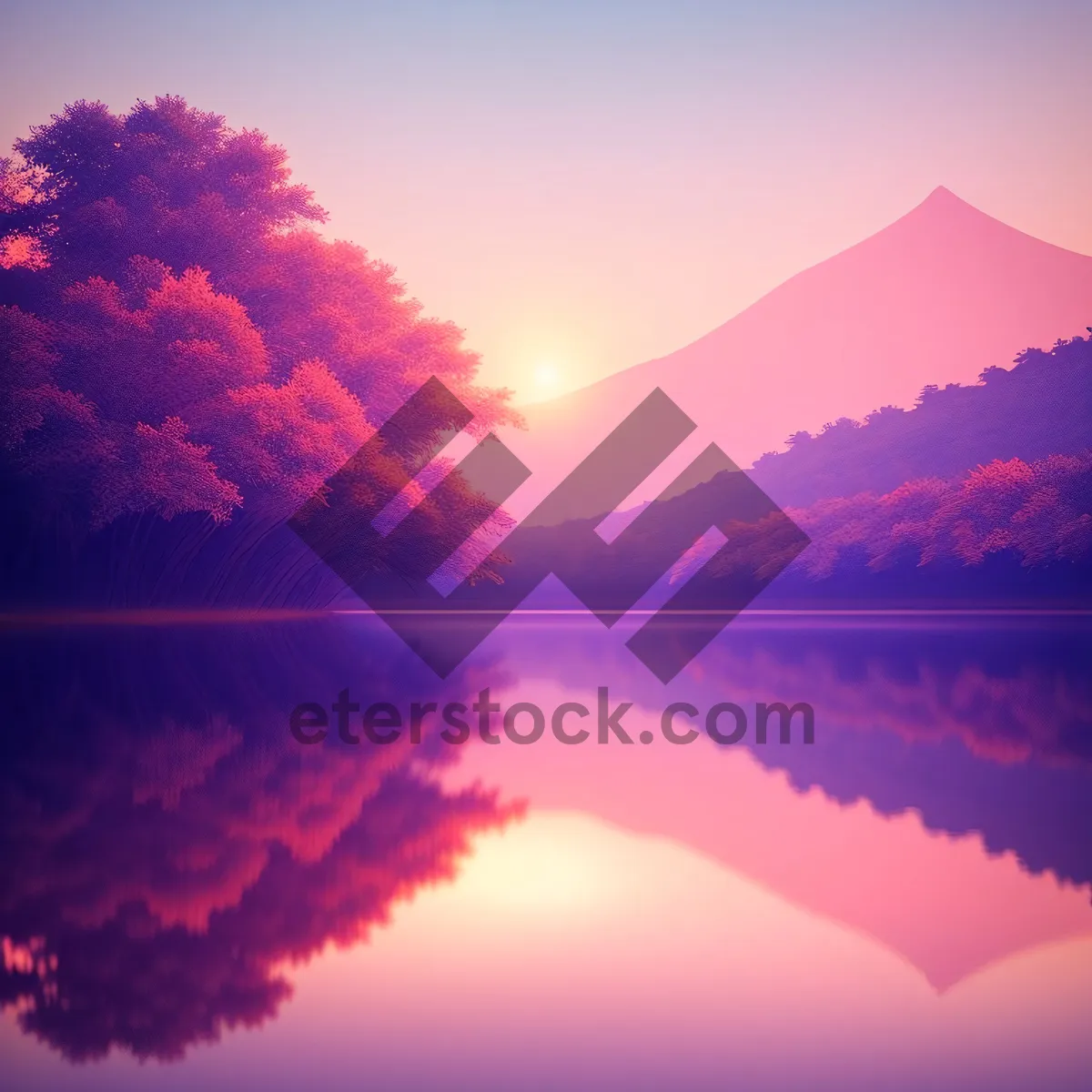 Picture of Vibrant Sunset Sky over Scenic Landscape