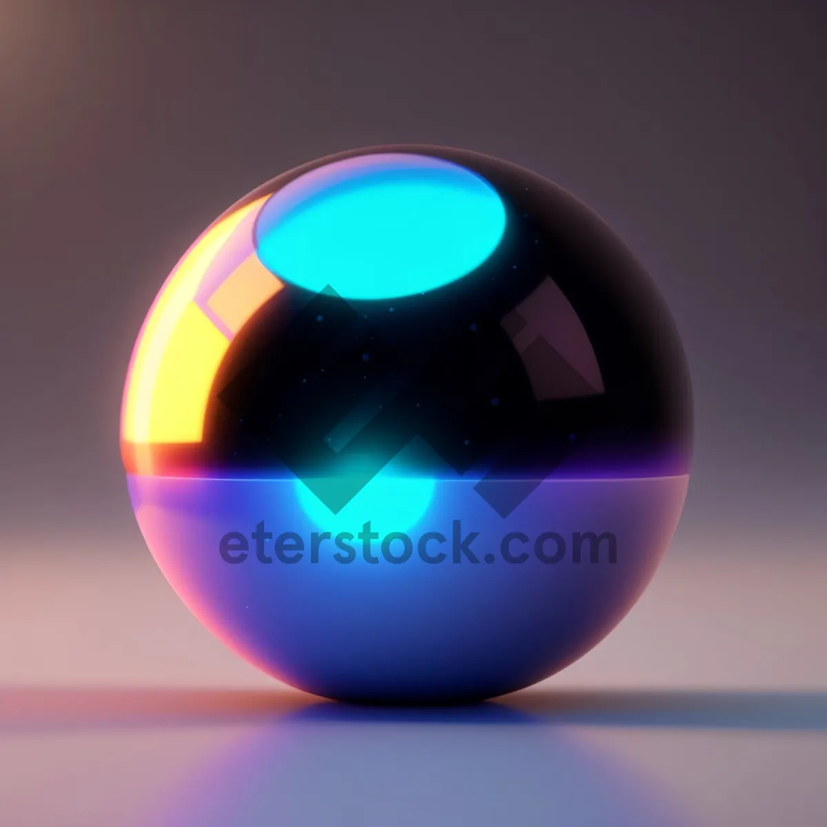 Picture of Shiny Glass Button Icon: Reflective Sphere in Bright Orange