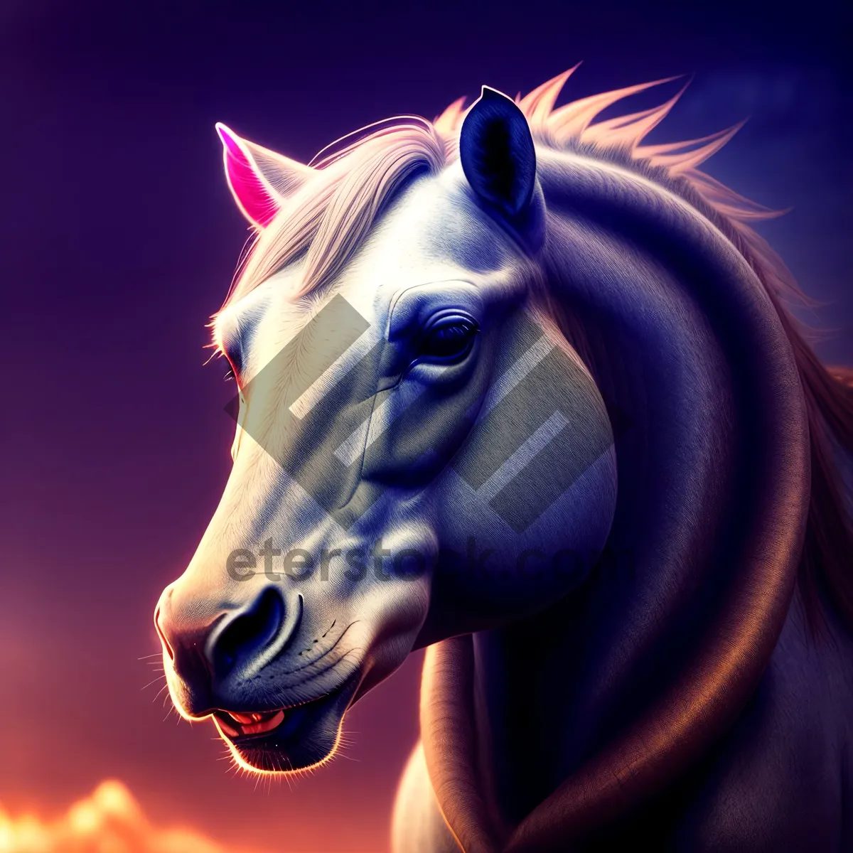 Picture of Majestic Black Stallion - Equine Portrait