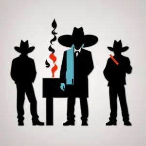 Group of Silhouetted Men and Women with Briefcases