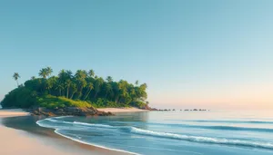 Tropical Island Beach Paradise with Palm Trees