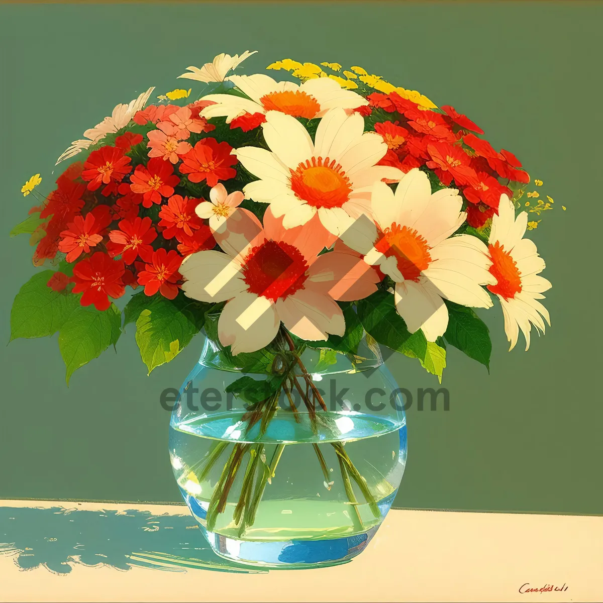 Picture of Colorful Summer Bouquet in a Vase