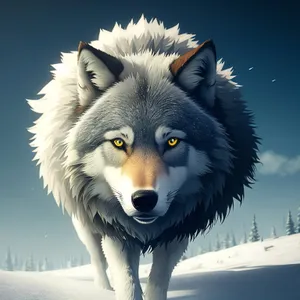 Adorable Snow White Portrait of a Resplendent Timber Wolf