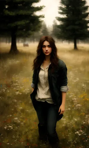 Attractive brunette model smiling - Fashion portrait for cover.