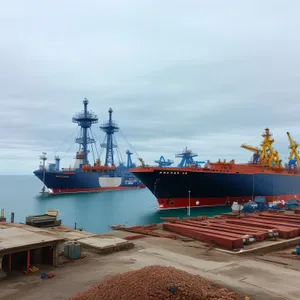 Maritime Cargo Ship in Wharf