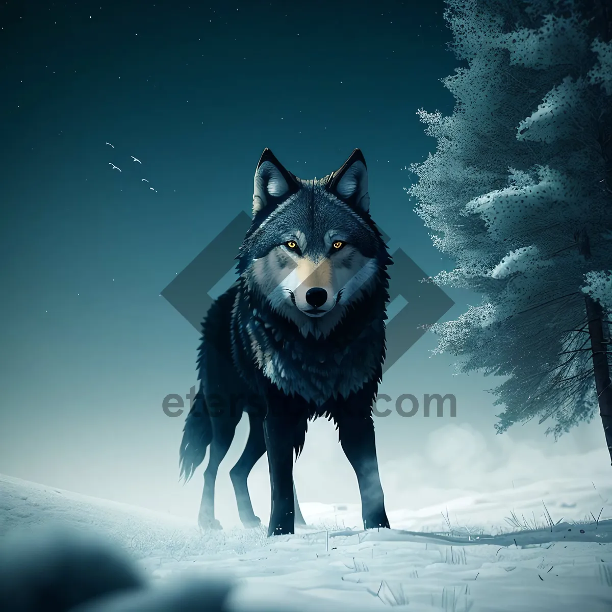 Picture of Majestic Malamute: A Beautiful Winter Sled Dog