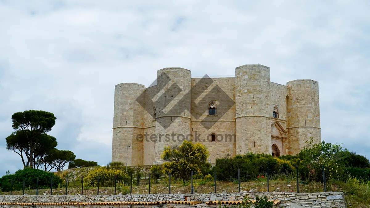 Picture of Ancient Medieval Castle Tower on Historic Stone Fortress.