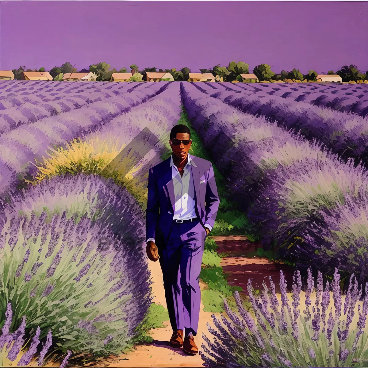 Picture of Lavender fields under a summer sky.