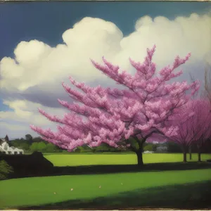 Vibrant Lilac Western Redbud Blossom in Spring Landscape