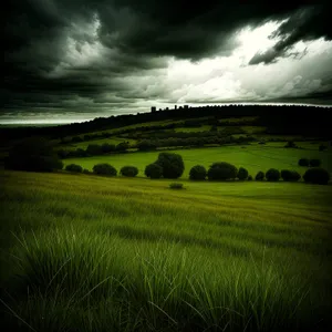 Summer Sky Over Rural Hay Field