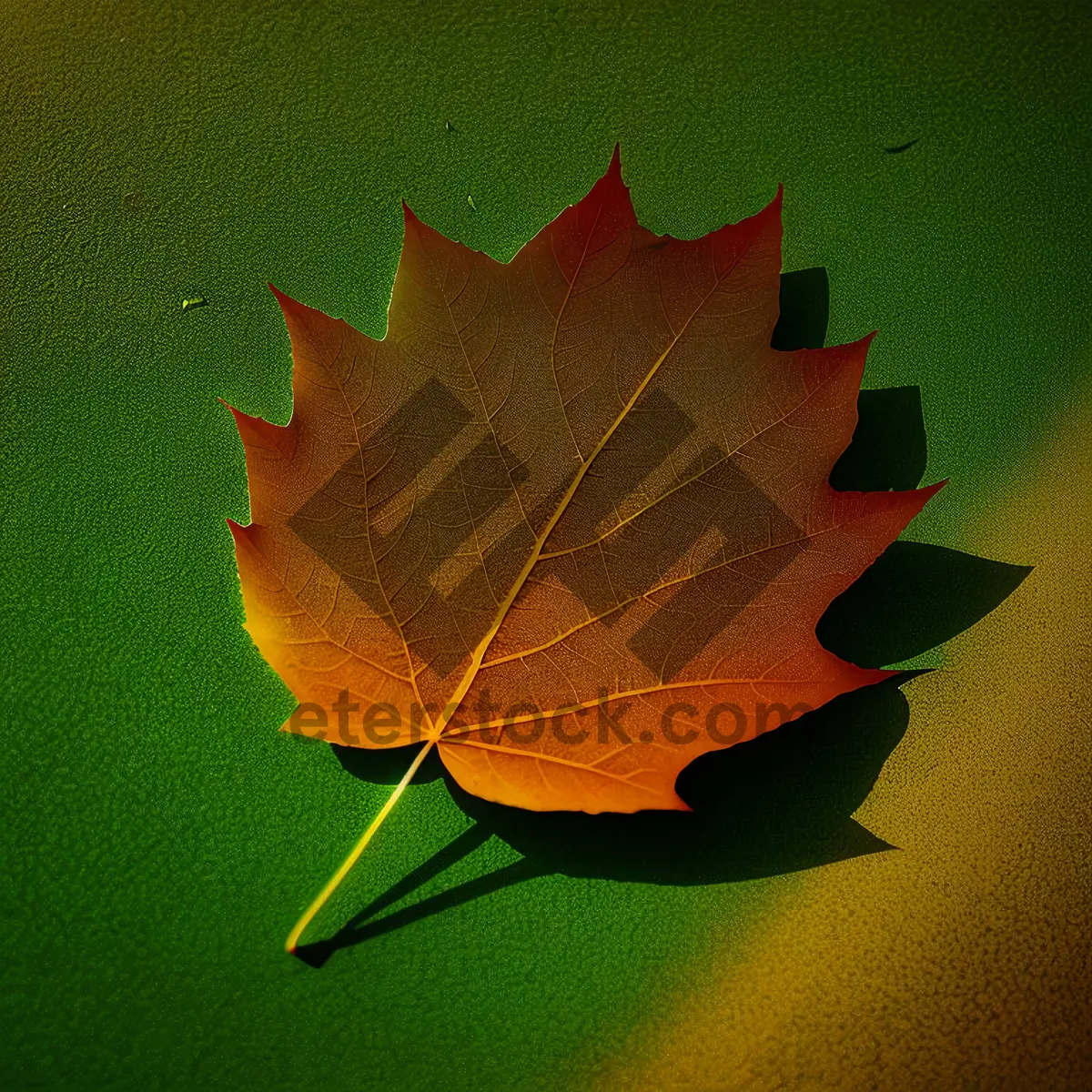 Picture of Vibrant Autumn Maple Leaf in a Colorful Forest