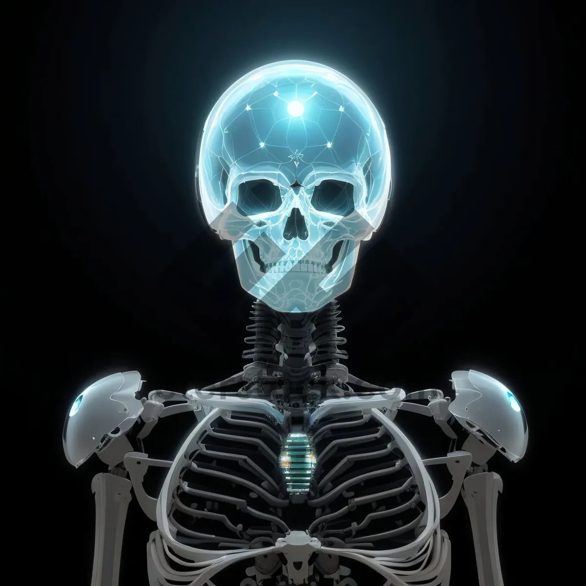 Picture of Male skull with spooky 3D anatomy image concept.