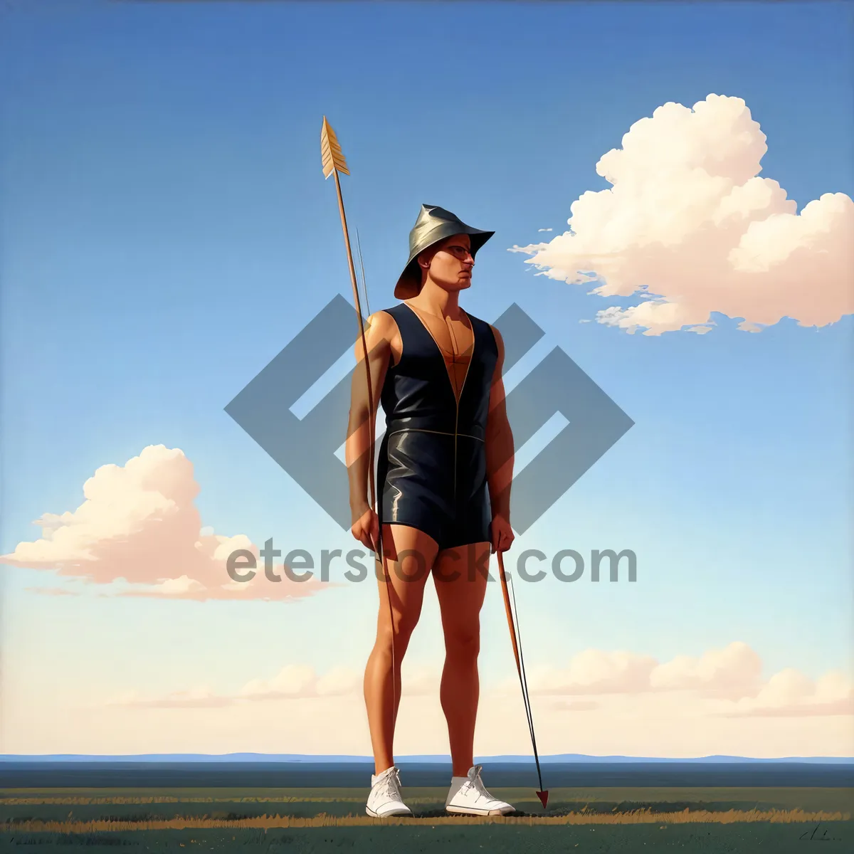 Picture of Javelin-throwing Golfer in Action