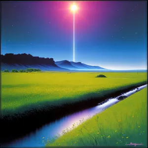 Sunlit Rural Landscape with Lush Green Grass