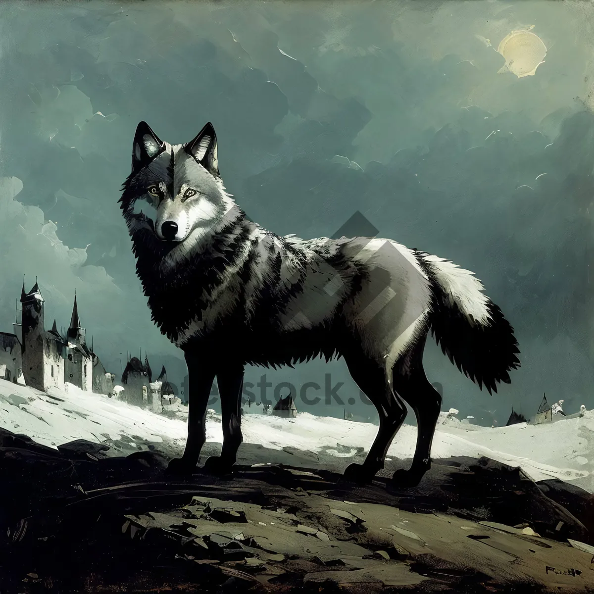 Picture of Majestic Snow Guardian: Malamute Sled Dog Portrait