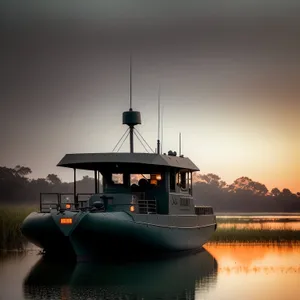 Crafty ship sailing through tranquil waters.