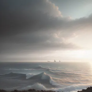 Serene Sunset over Sandy Shoreline