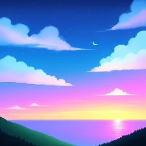 Sunny Summer Sky with Crimson Sunset