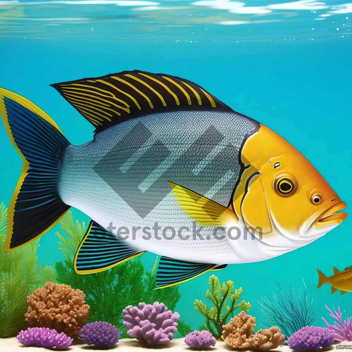 Picture of Colorful Tropical Reef Fish in Saltwater Aquarium