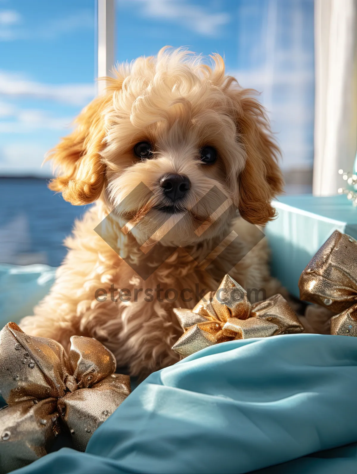 Picture of Cute Brown Terrier Puppy Sitting in Studio Portrait