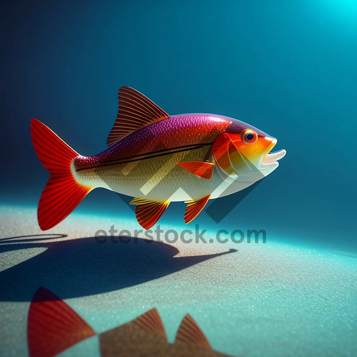 Picture of Swimming Goldfish in Underwater Aquarium Bowl