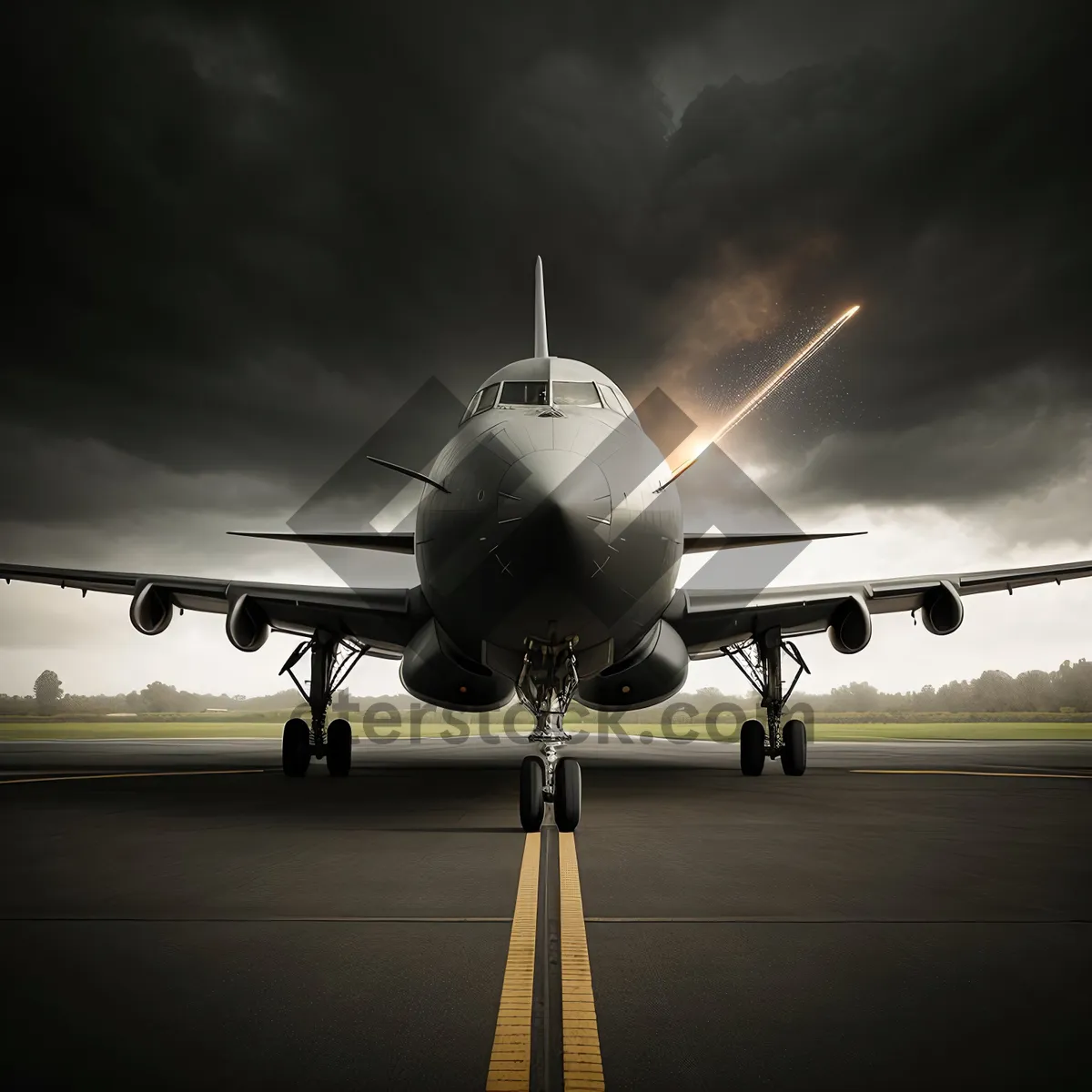 Picture of High-Flying Jet Soaring Through Clouds