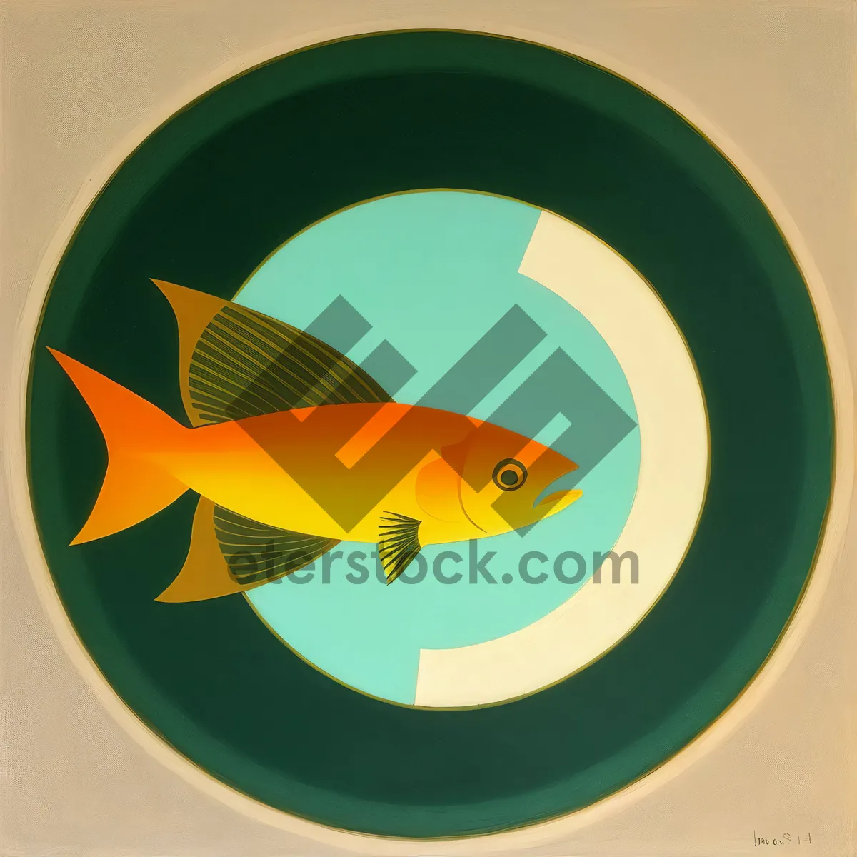 Picture of Vibrant Goldfish Swimming in Aquarium Bowl