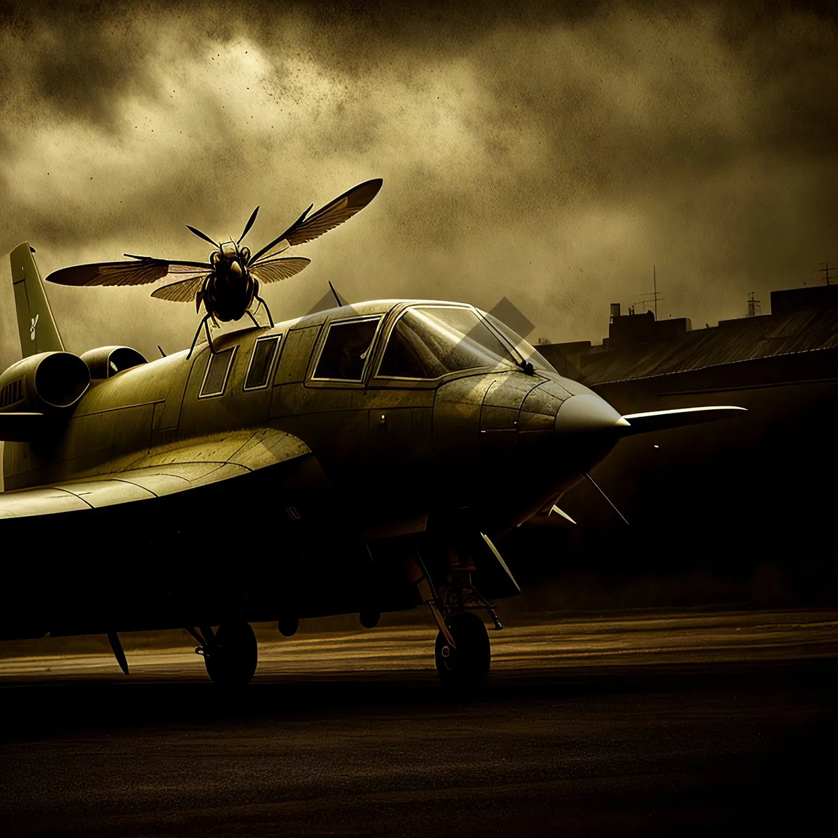 Picture of High-Flying Military Aircraft in Flight