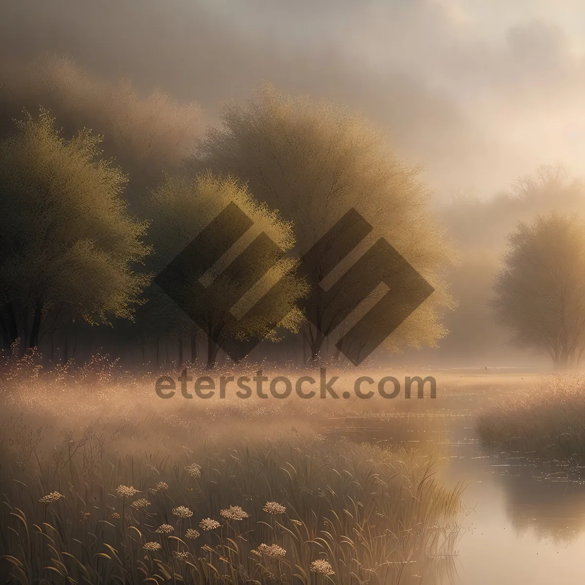 Picture of Golden Horizon: A Tranquil Summer Meadow at Sunset