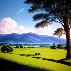 Serene Rural Landscape under Sunny Skies