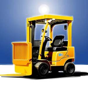 Yellow Construction Truck with Forklift and Cargo