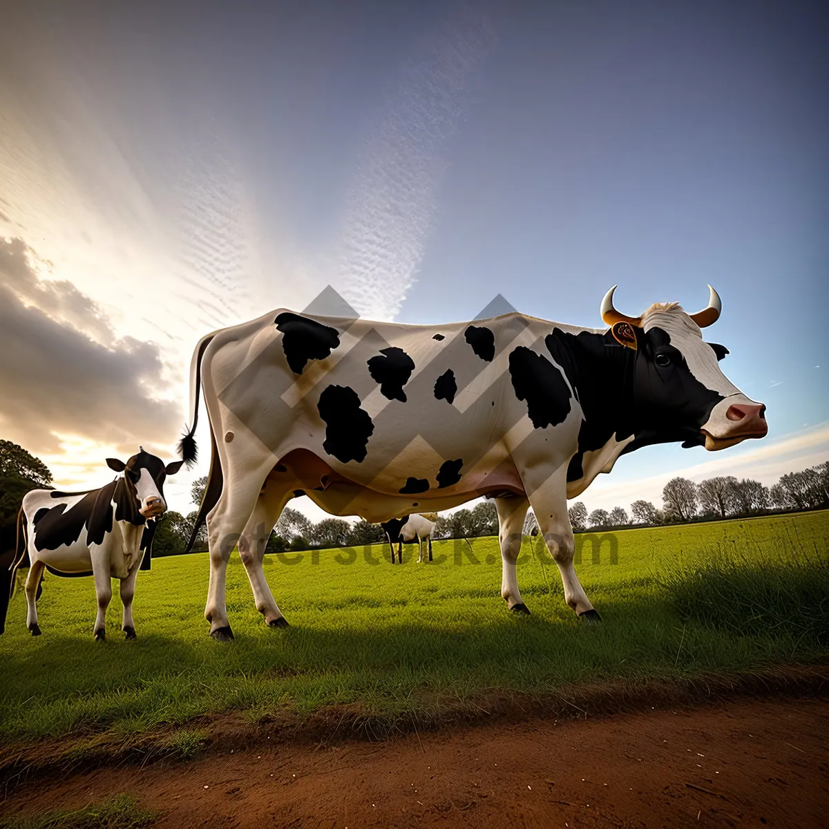 Picture of Grass-Fed Cattle Grazing in Rural Pasture