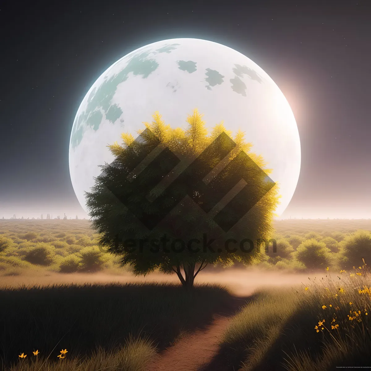Picture of Golden Horizon: Summer Sunset Over Rural Meadow