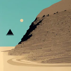 Majestic Ancient Desert Pyramid Amidst Vast Sand Dunes