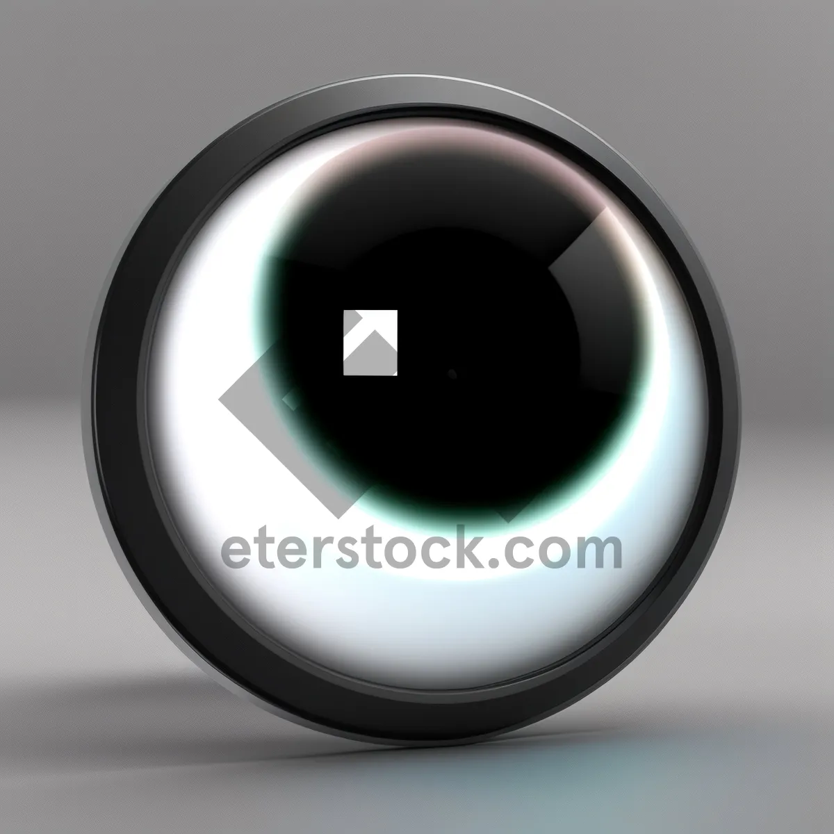 Picture of Shiny Black Circle Button Design with Metallic Reflection