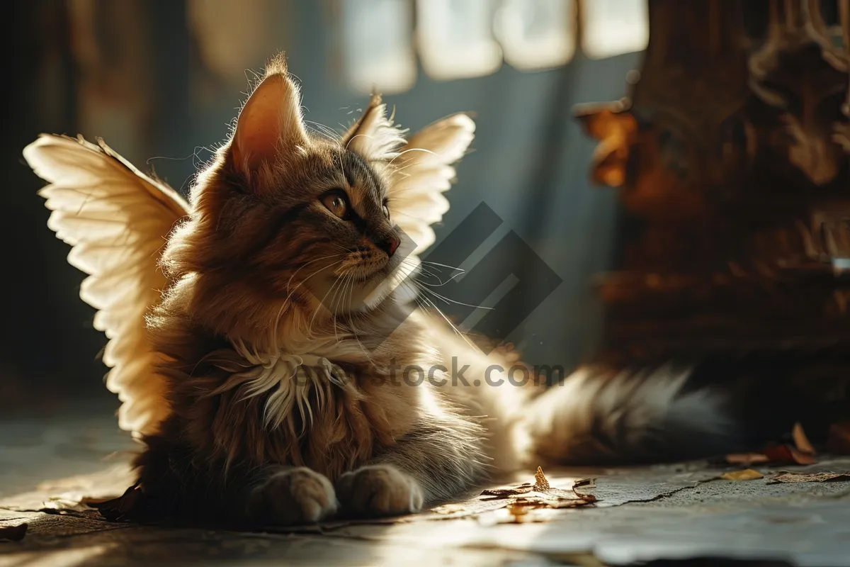 Picture of Cute tabby cat with fluffy fur and whiskers