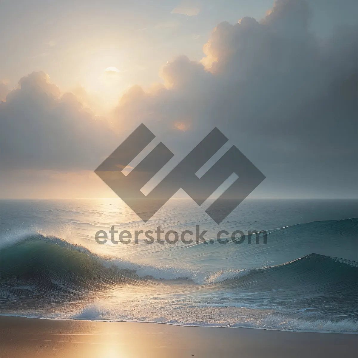 Picture of Majestic Sunset over Serene Ocean Horizon