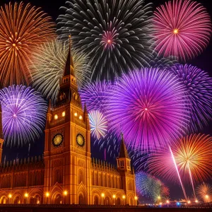 Vibrant Burst of Nighttime Fireworks